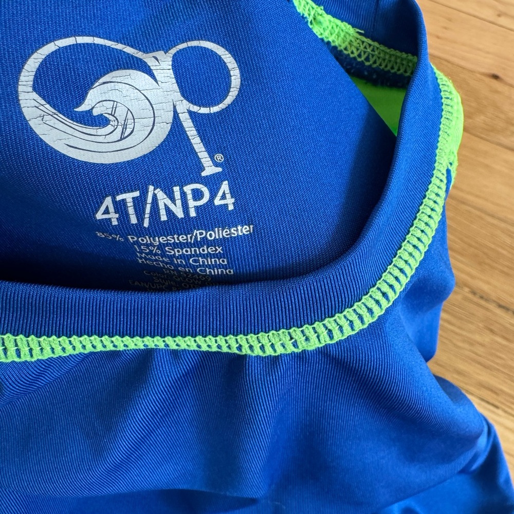 OP Blue & Green Toddler Boys 4T Swim Shirt Top Rash Guard - Picture 4 of 6